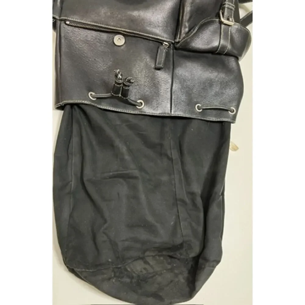 Vintage J Crew unisex black leather backpack